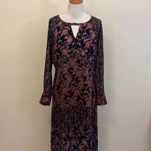 CAbi Purple Green Navy Floral Festival Maxi Dress Style No. 3675 Size Large - Picture 3 of 9